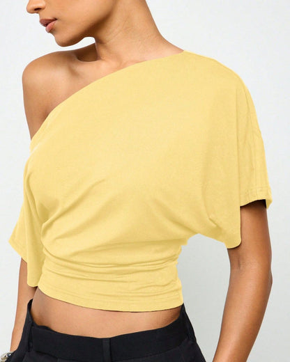 Curvvvy™ Off-Shoulder Batwing Sleeve Cinched Waist Top