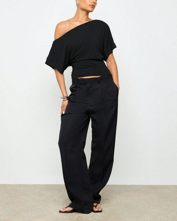 Curvvvy™ Off-Shoulder Batwing Sleeve Cinched Waist Top