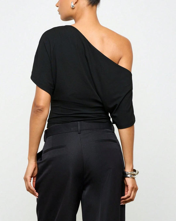 Curvvvy™ Off-Shoulder Batwing Sleeve Cinched Waist Top