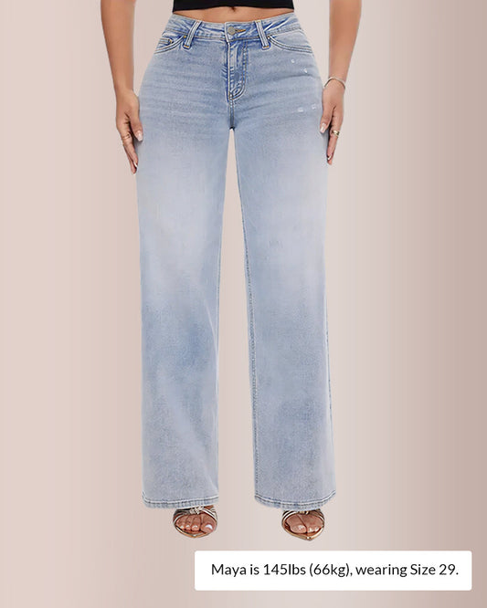 Curvvvy®  Mid-low Rise Baggy Jeans Curvvvy-US