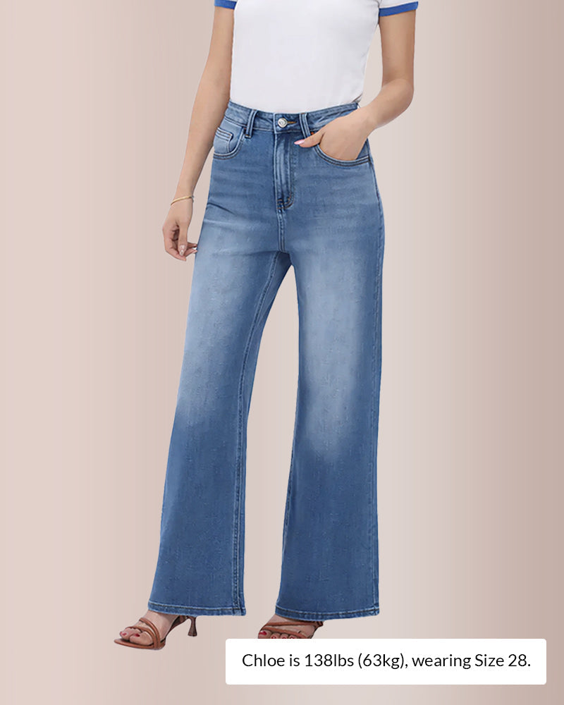 Curvvvy®  Wide Leg High-waisted Stretchy Jeans Curvvvy-US
