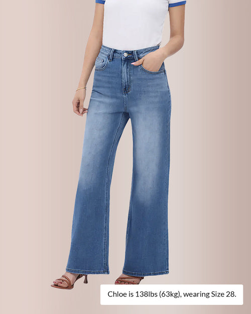 Curvvvy®  Wide Leg High-waisted Stretchy Jeans Curvvvy-US