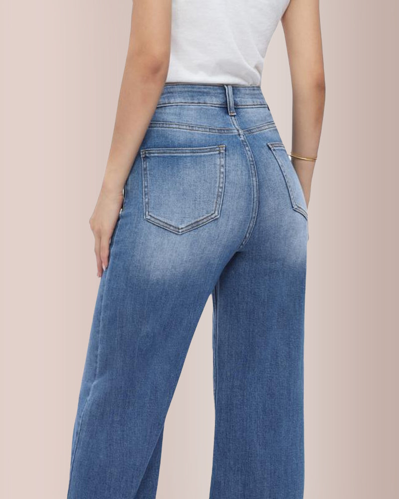 Curvvvy®  Wide Leg High-waisted Stretchy Jeans Curvvvy-US