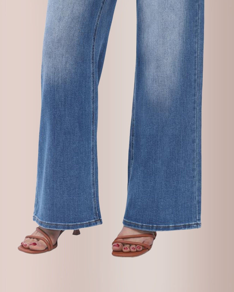 Curvvvy®  Wide Leg High-waisted Stretchy Jeans Curvvvy-US