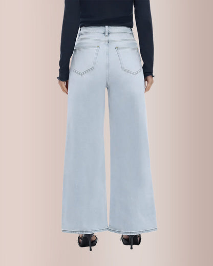 Curvvvy®  Wide Leg High-waisted Stretchy Jeans Curvvvy-US