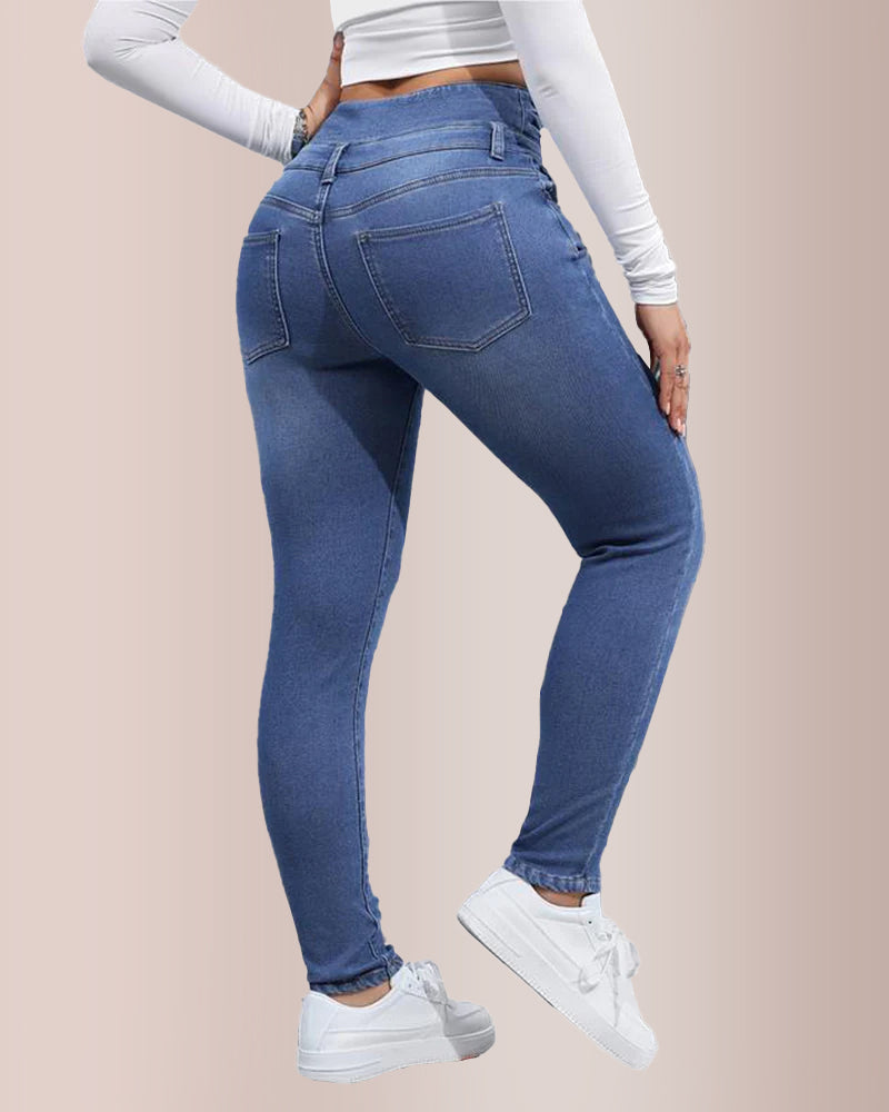 Curvvvy®  High Waist Fleece-Lined Denim Jeans Curvvvy-US