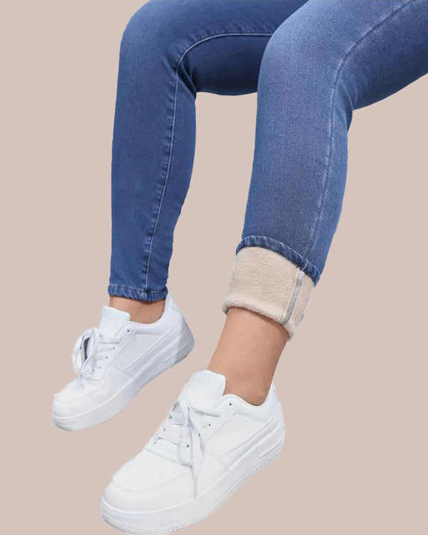 Curvvvy®  High Waist Fleece-Lined Denim Jeans Curvvvy-US