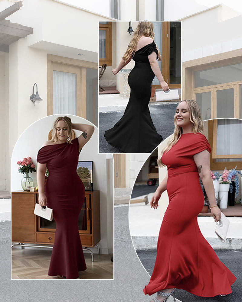 Sleeveless Off Shoulder Bodycon Long  Dress Curvvvy-US