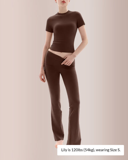 Curvvvy® Women’s Short Sleeve Top & Flare Pant Set