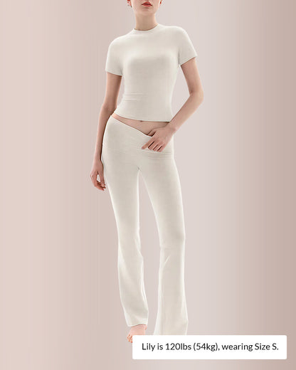 Curvvvy® Women’s Short Sleeve Top & Flare Pant Set