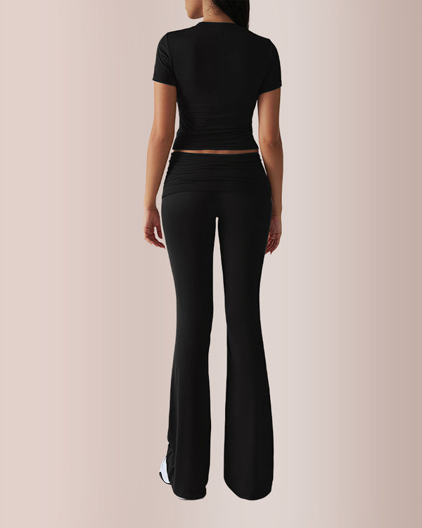 Curvvvy® Women’s Crop Top & Flare Pant Lounge Set