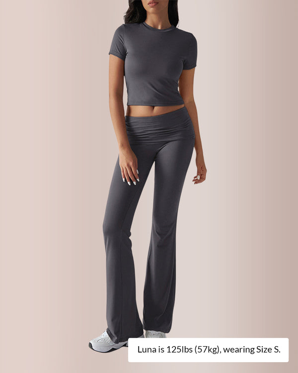Curvvvy® Women’s Crop Top & Flare Pant Lounge Set