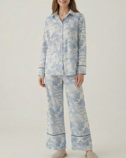 Curvvvy® Artistic Graffiti Oversized Shirt & Wide-Leg Pant Set