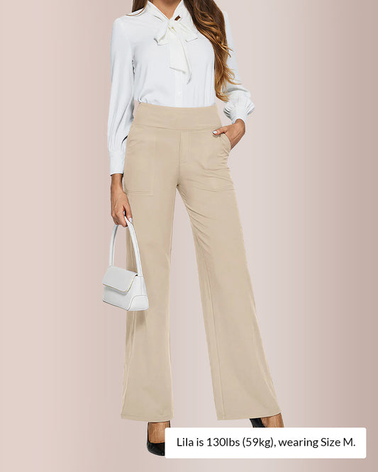 Curvvvy® High-Waisted Knitted Straight Wide-Leg Pants