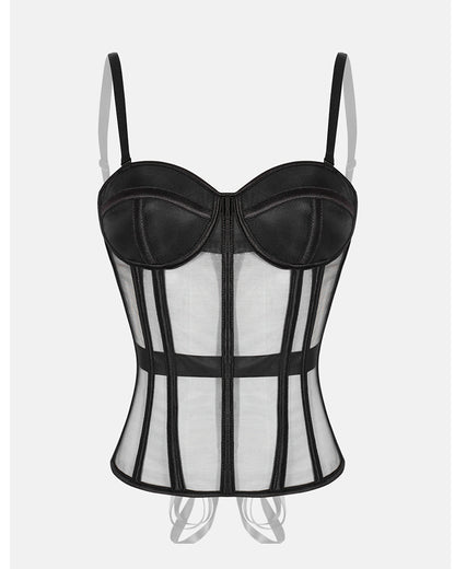 Curvvvy® French Vintage Sheer Mesh Boned Corset Bustier Top