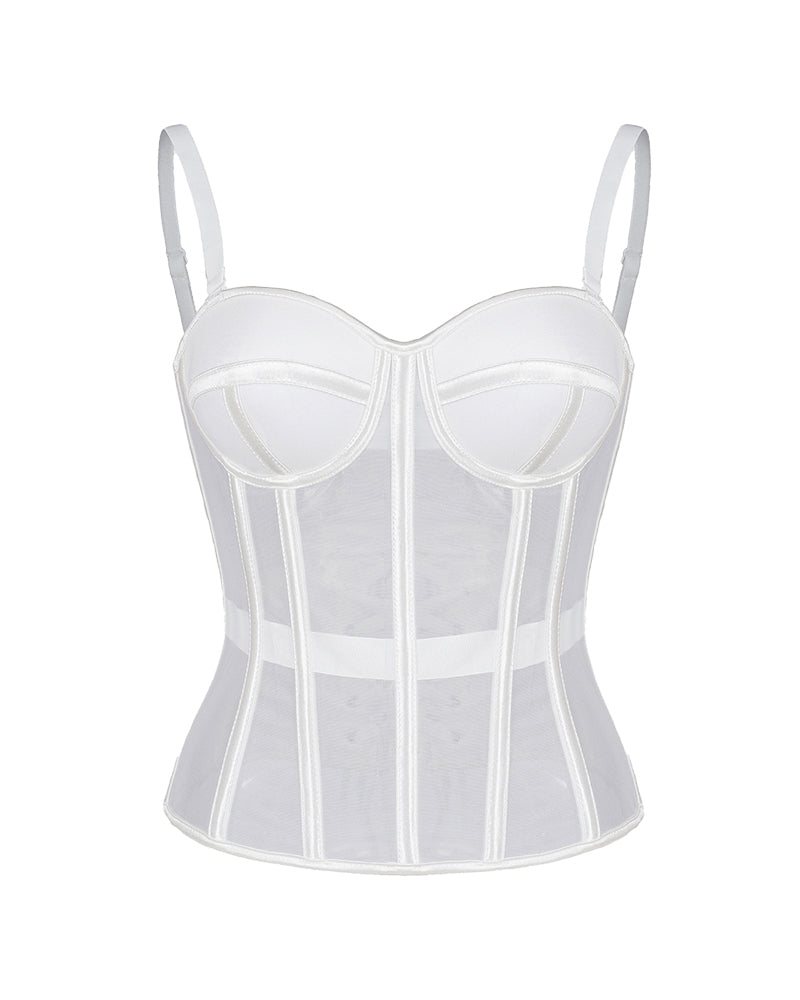 Curvvvy® French Vintage Sheer Mesh Boned Corset Bustier Top