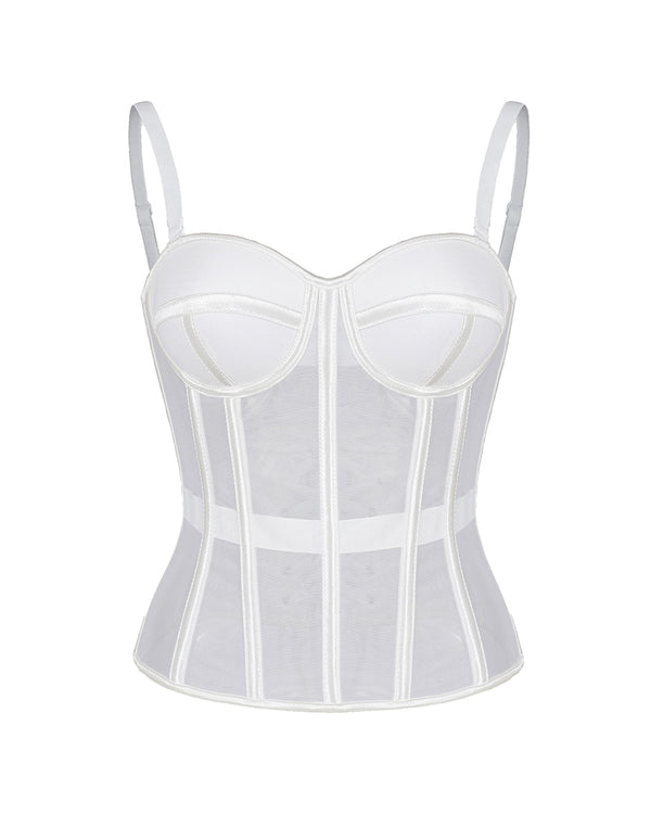 Curvvvy® French Vintage Sheer Mesh Boned Corset Bustier Top