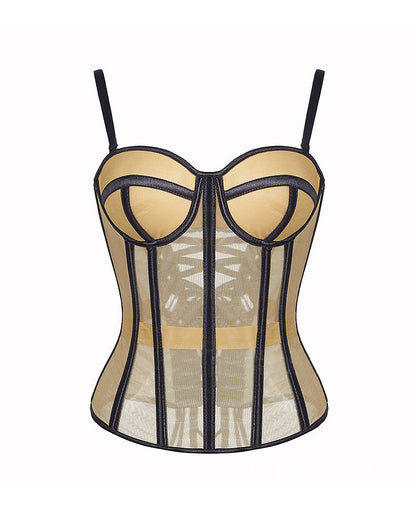 Curvvvy® French Vintage Sheer Mesh Boned Corset Bustier Top
