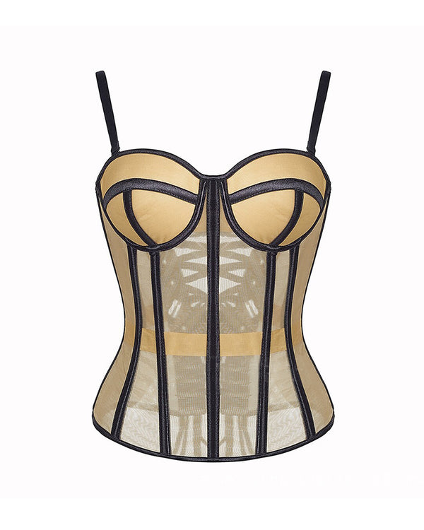 Curvvvy® French Vintage Sheer Mesh Boned Corset Bustier Top