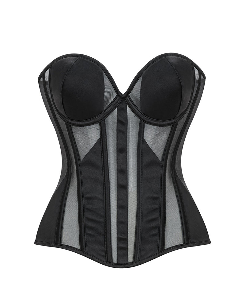 Curvvvy® Sheer Mesh Boned Corset Bustier Top