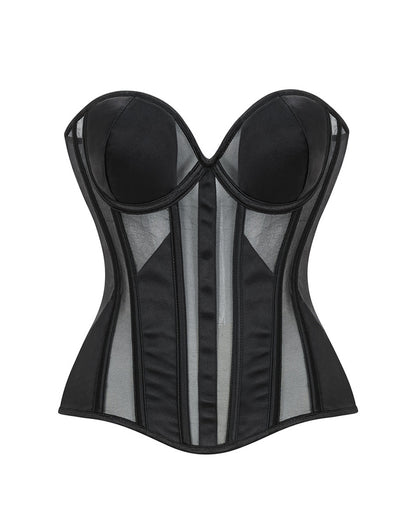 Curvvvy® Sheer Mesh Boned Corset Bustier Top