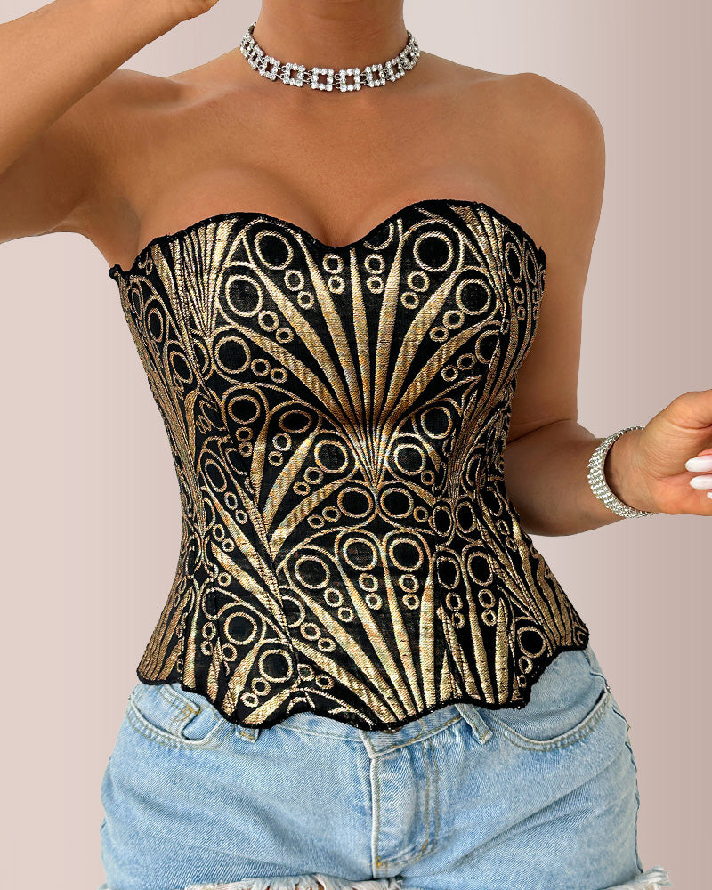 Curvvvy® Retro Western Sequin Corset Irregular Double-Layer Bodice
