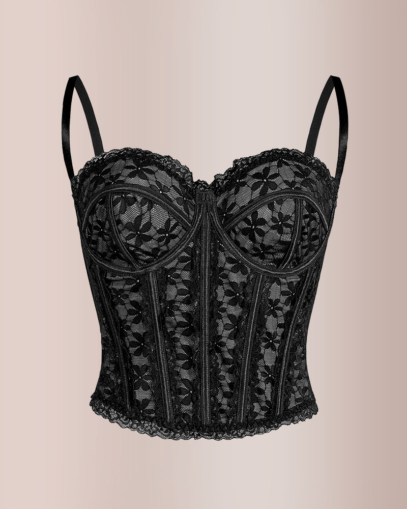 Curvvvy® Sheer Floral Sexy Lace Boned Corset
