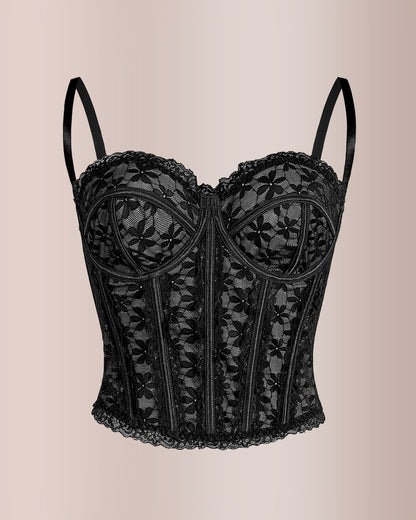 Curvvvy® Sheer Floral Sexy Lace Boned Corset