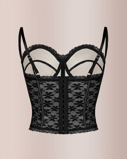 Curvvvy® Sheer Floral Sexy Lace Boned Corset