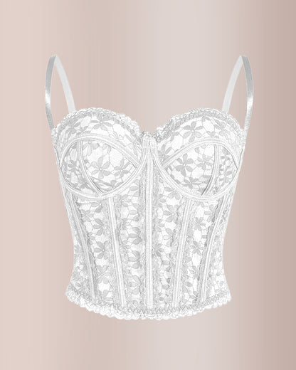 Curvvvy® Sheer Floral Sexy Lace Boned Corset