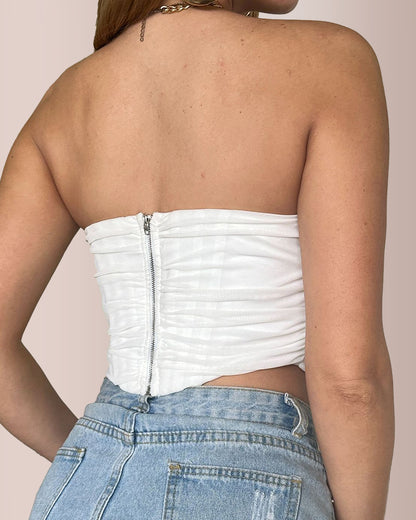 Curvvvy® Sexy Mesh Ruched Bustier Tube Top
