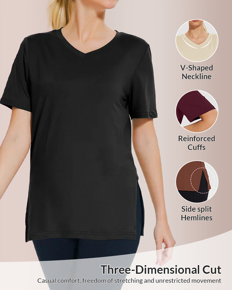 Curvvvy® Essential V-Neck Side-Slit Relaxed Tee