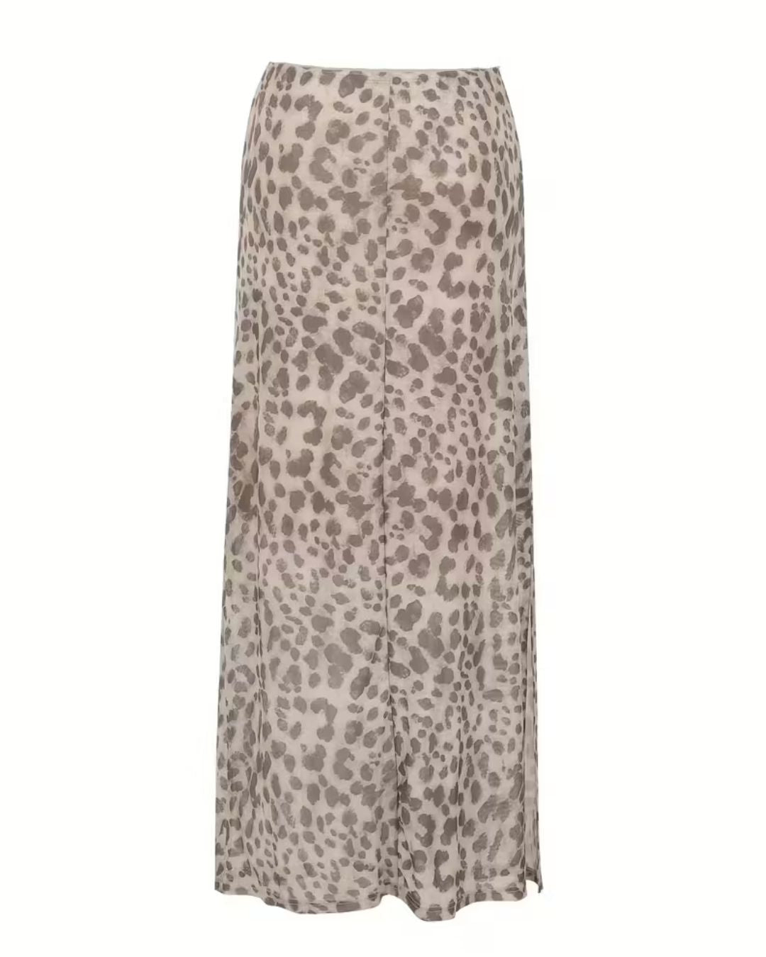 Curvvvy® High-Waisted Leopard Print Mesh Skirt