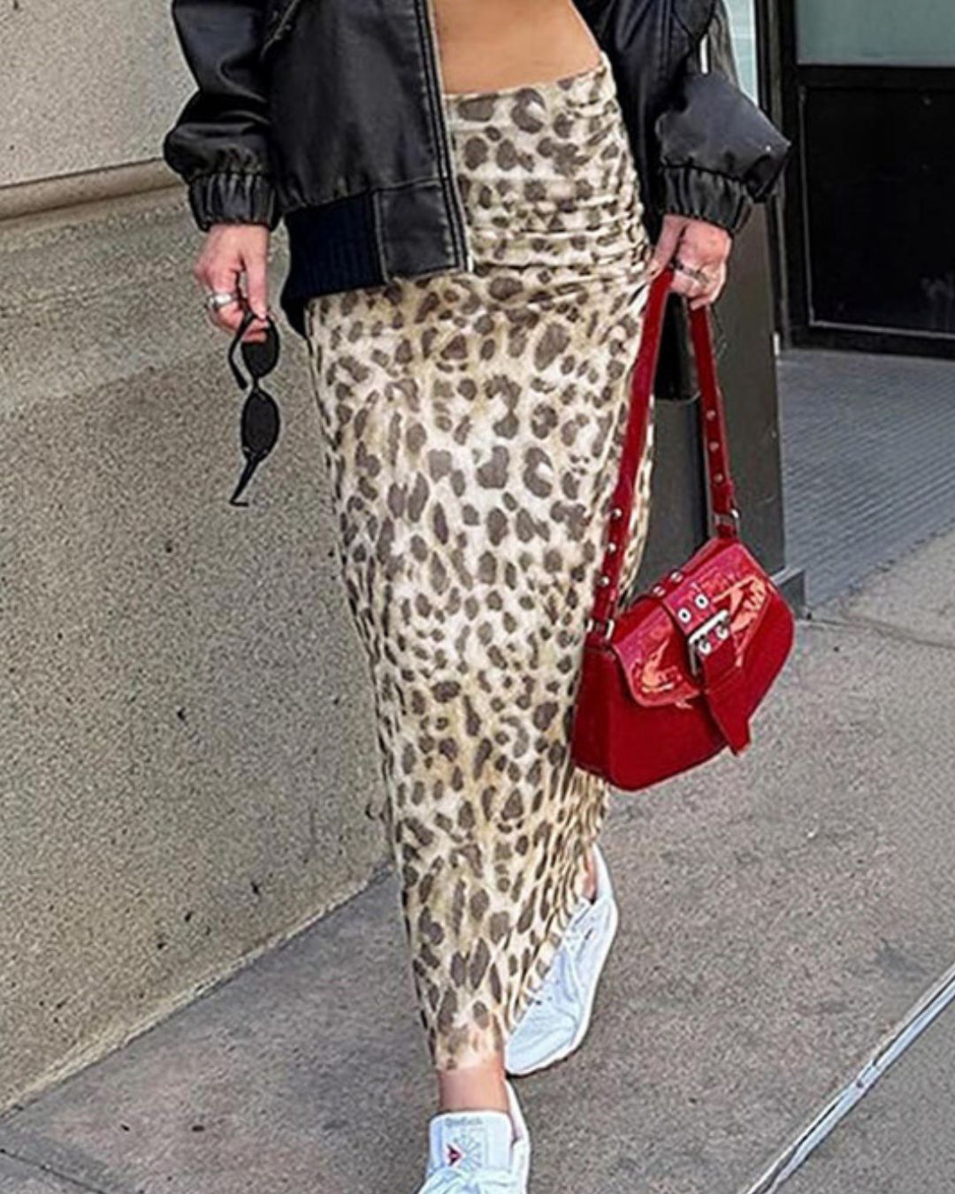 Curvvvy® High-Waisted Leopard Print Mesh Skirt