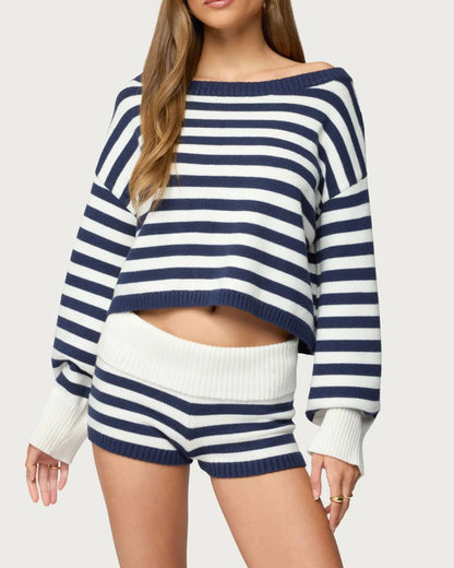 Curvvvy® Striped Oversized Knit Sweater