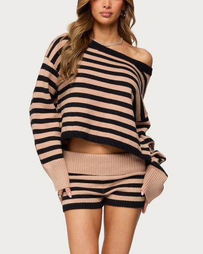 Curvvvy® Striped Oversized Knit Sweater
