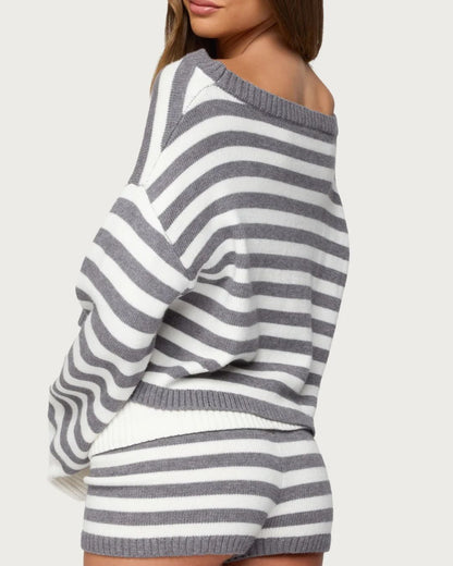 Curvvvy® Striped Oversized Knit Sweater