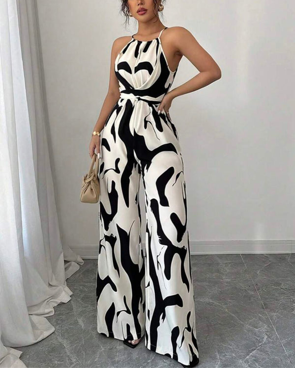 Curvvvy® Floral Print Cinched Waist Up Elegant Casual Romper