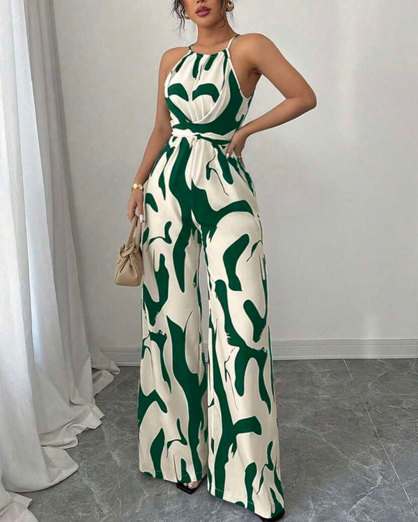 Curvvvy® Floral Print Cinched Waist Up Elegant Casual Romper
