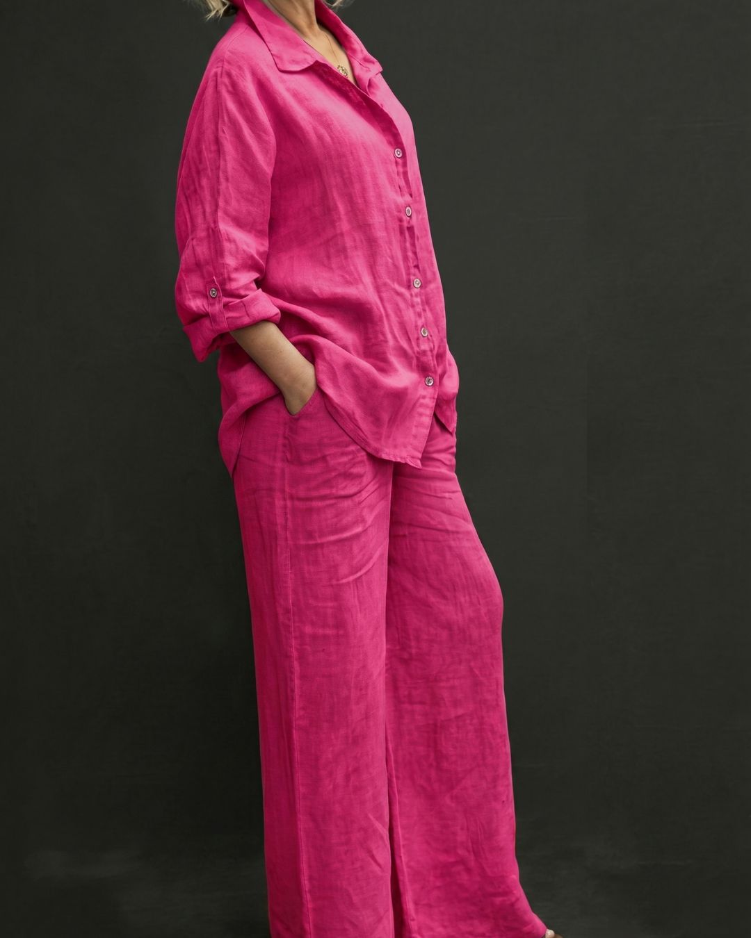 Curvvvy® Casual Fashion Cozy Breathable Shirt & Wide Leg Pants Outfit