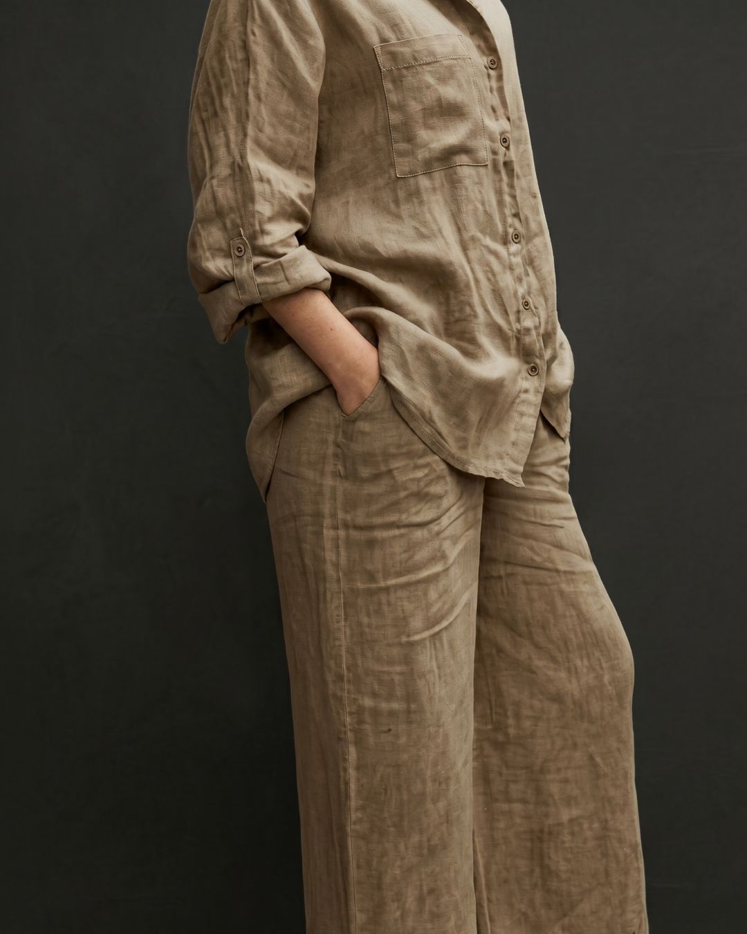 Curvvvy® Casual Fashion Cozy Breathable Shirt & Wide Leg Pants Outfit