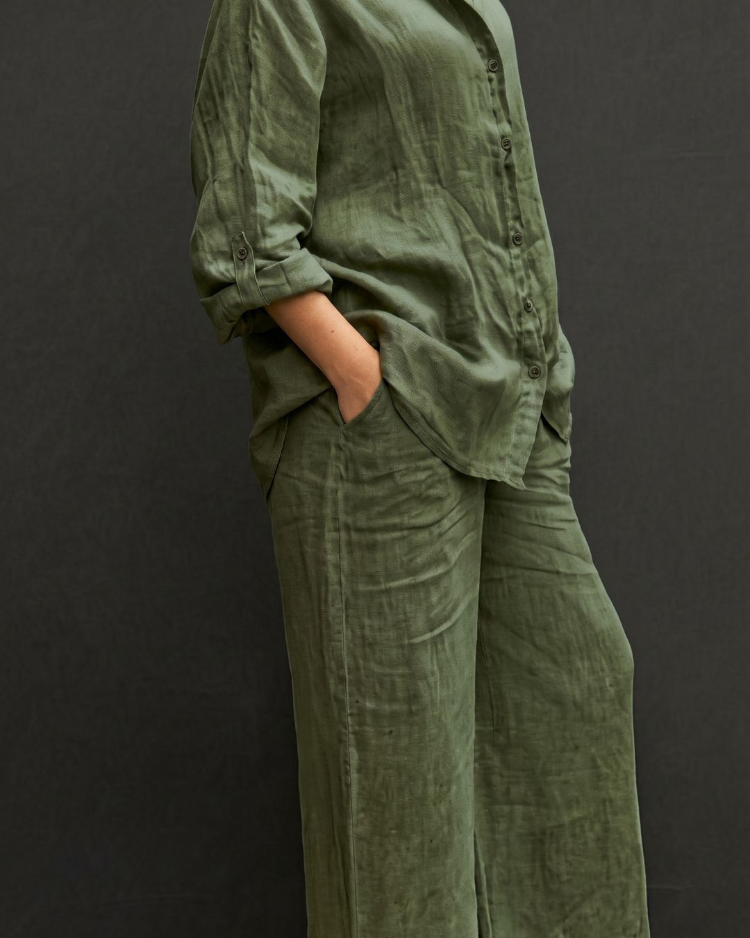 Curvvvy® Casual Fashion Cozy Breathable Shirt & Wide Leg Pants Outfit