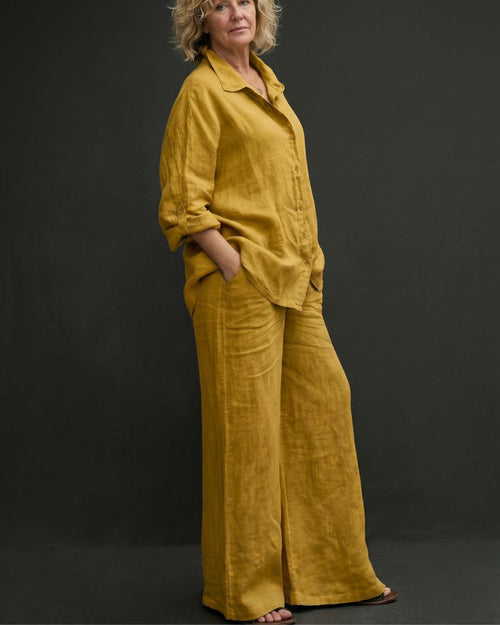 Curvvvy® Casual Fashion Cozy Breathable Shirt & Wide Leg Pants Outfit
