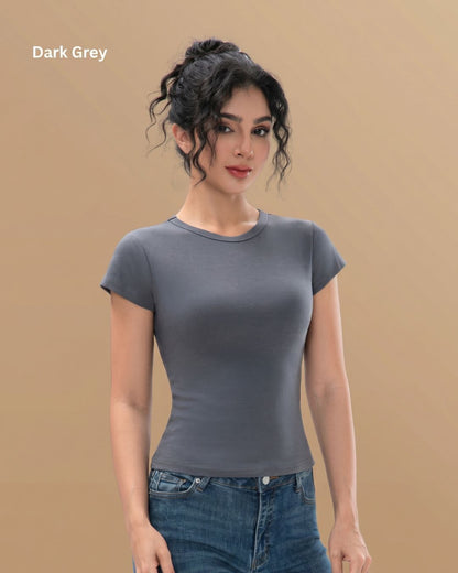Curvvvy® Crew Neck Cotton Curvey T-shirt