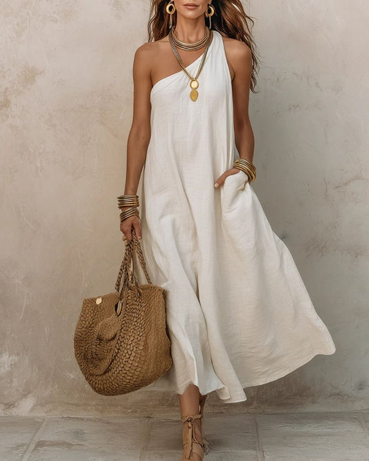 Curvvvy® One-Shoulder Halter Maxi Dress