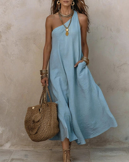 Curvvvy® One-Shoulder Halter Maxi Dress