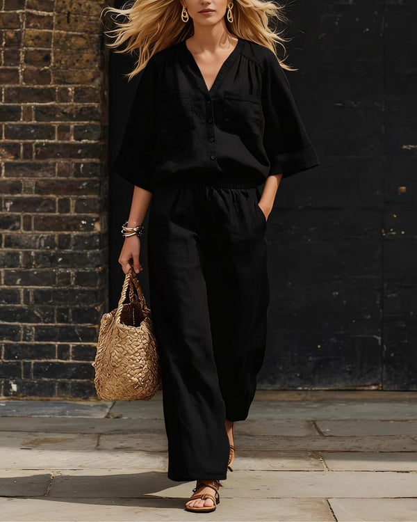 Curvvvy® Relaxed Fit Two-Piece Set Breezy Minimalist Co-ord Elegant Outfit