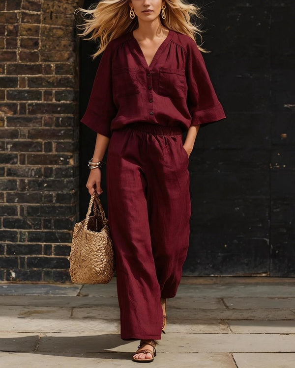 Curvvvy® Relaxed Fit Two-Piece Set Breezy Minimalist Co-ord Elegant Outfit