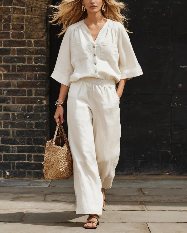 Curvvvy® Relaxed Fit Two-Piece Set Breezy Minimalist Co-ord Elegant Outfit