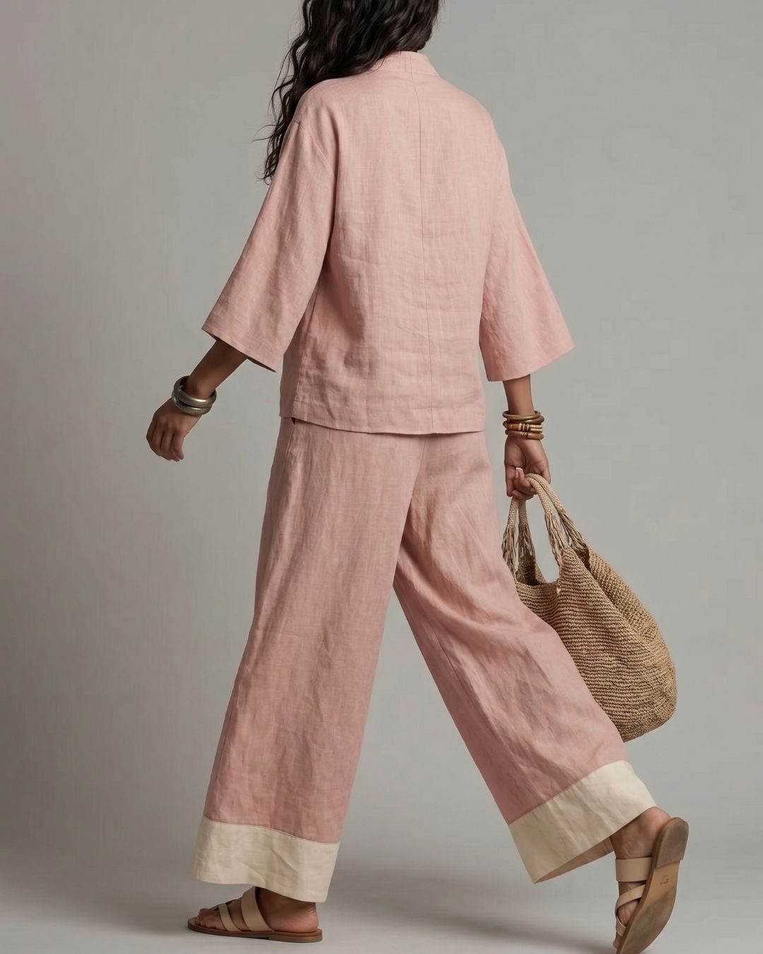 Curvvvy® Boho Oasis Set Deep V Neck Tunic Palazzo Pants Resort Wear